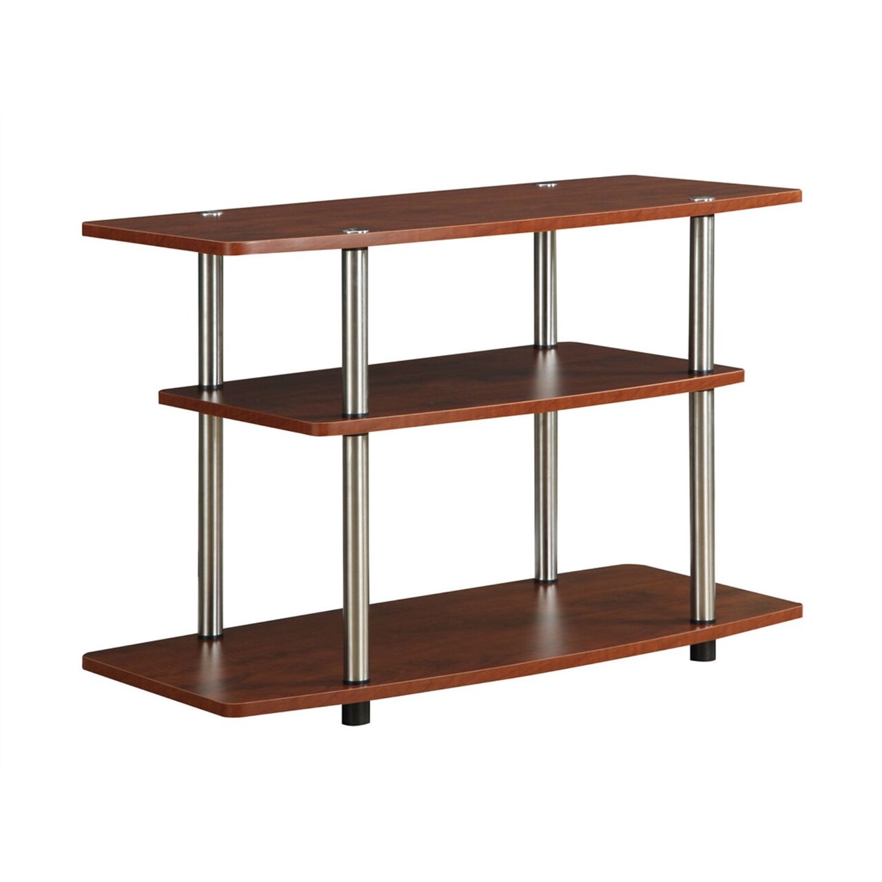 Modern Wood and Metal TV Stand with Open Storage Shelves for Small to Medium TVs